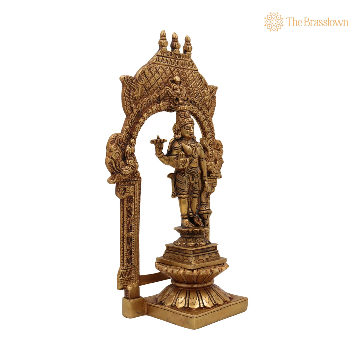 Handcrafted Brass Vishnu Idol with Temple Style Prabhavali Peetam – Narayana, Puja, and Décor 10.5 Inch 2
