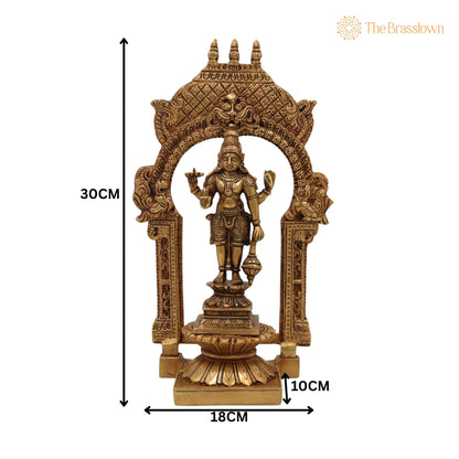Handcrafted Brass Vishnu Idol with Temple Style Prabhavali Peetam – Narayana, Puja, and Décor 10.5 Inch 5