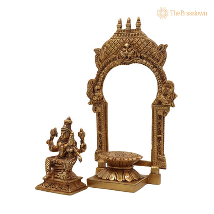 Brass Vishnu Lakshmi Idol with Temple Style Prabhavali Peetam – Handcrafted Narayana Lakshmi Murti, Home Décor &amp; Gifting 10.5 Inch 3