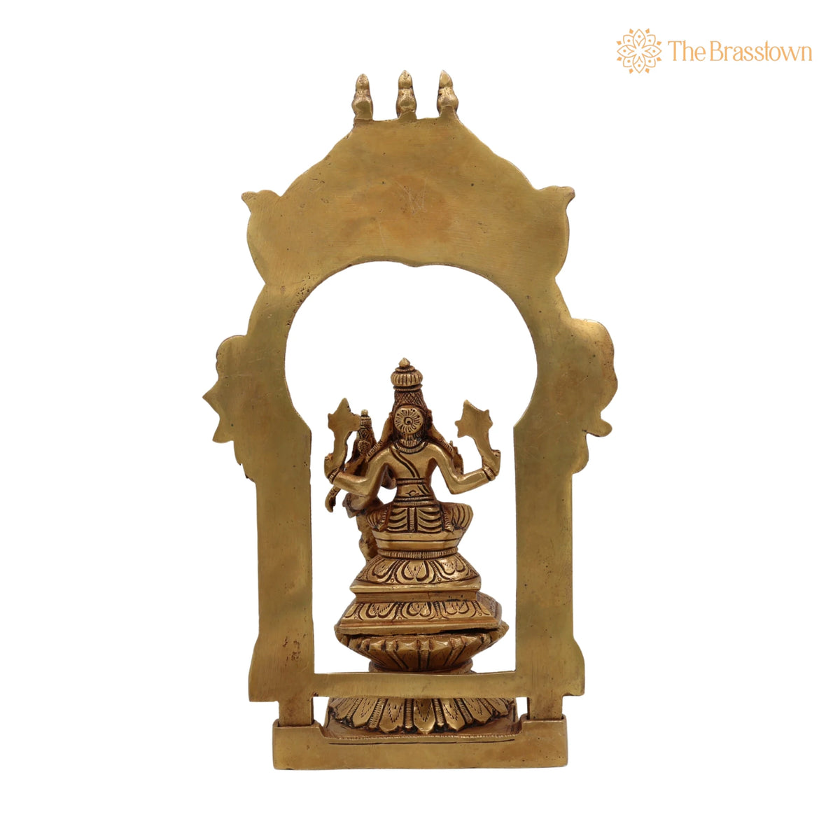 Brass Vishnu Lakshmi Idol with Temple Style Prabhavali Peetam – Handcrafted Narayana Lakshmi Murti, Home Décor &amp; Gifting 10.5 Inch 4