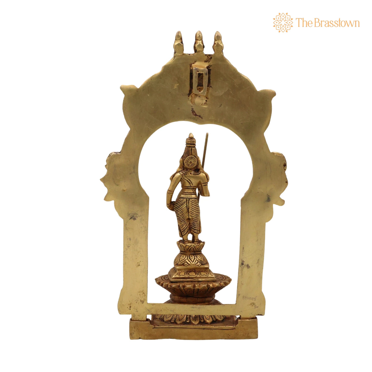 Brass Murugan Idol with Prabhavali – Handcrafted Kartikeya Subramanya Skanda Shanmuga Velan Statue for Home Temple, Pooja &amp; Décor 10.5 Inch 4