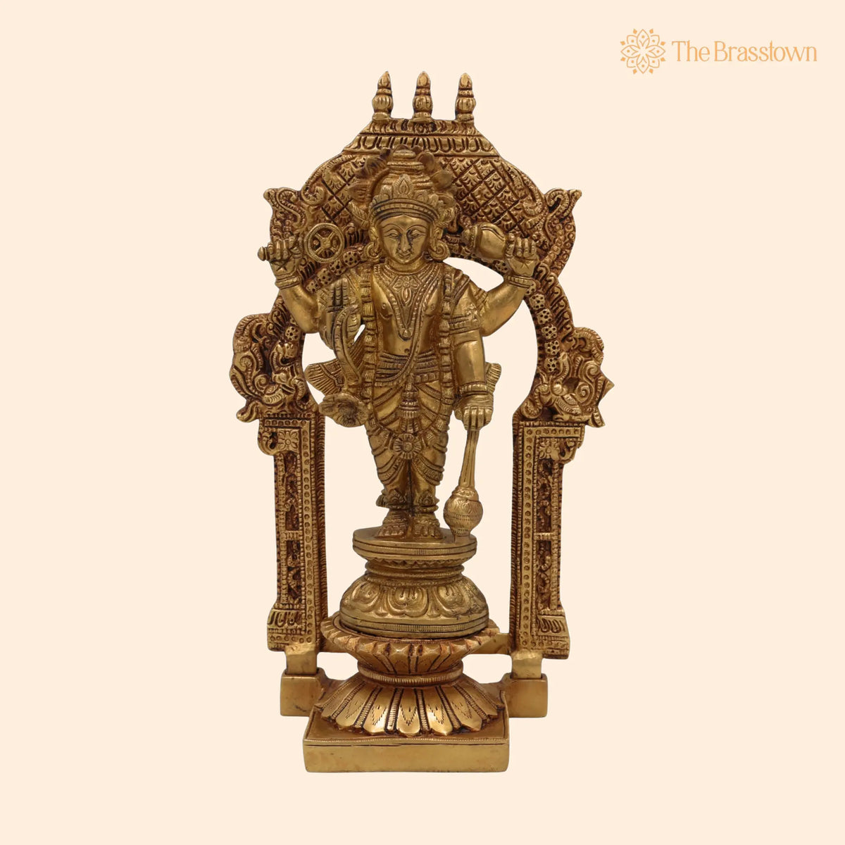 Brass Vishnu Idol Murti – Handcrafted Narayana, Pooja, Temple, and Spiritual Gifts 10.5 Inch 1
