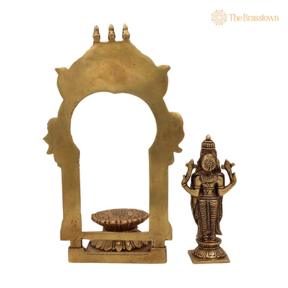 Brass Vishnu Idol with Temple Style Prabhavali Peetam – Handcrafted Narayana Murti, Pooja, Gifts &amp; Spiritual Display 10.5 Inch 4