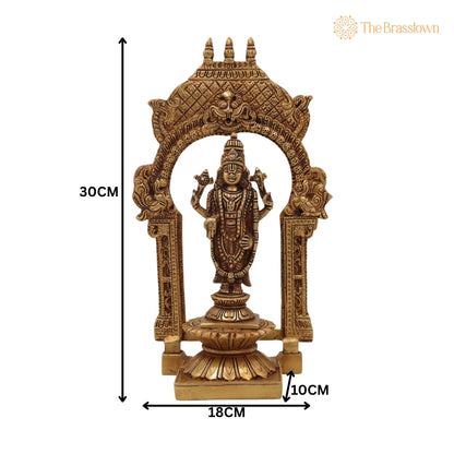 Brass Vishnu Idol with Temple Style Prabhavali Peetam – Handcrafted Narayana Murti, Pooja, Gifts &amp; Spiritual Display 10.5 Inch 5