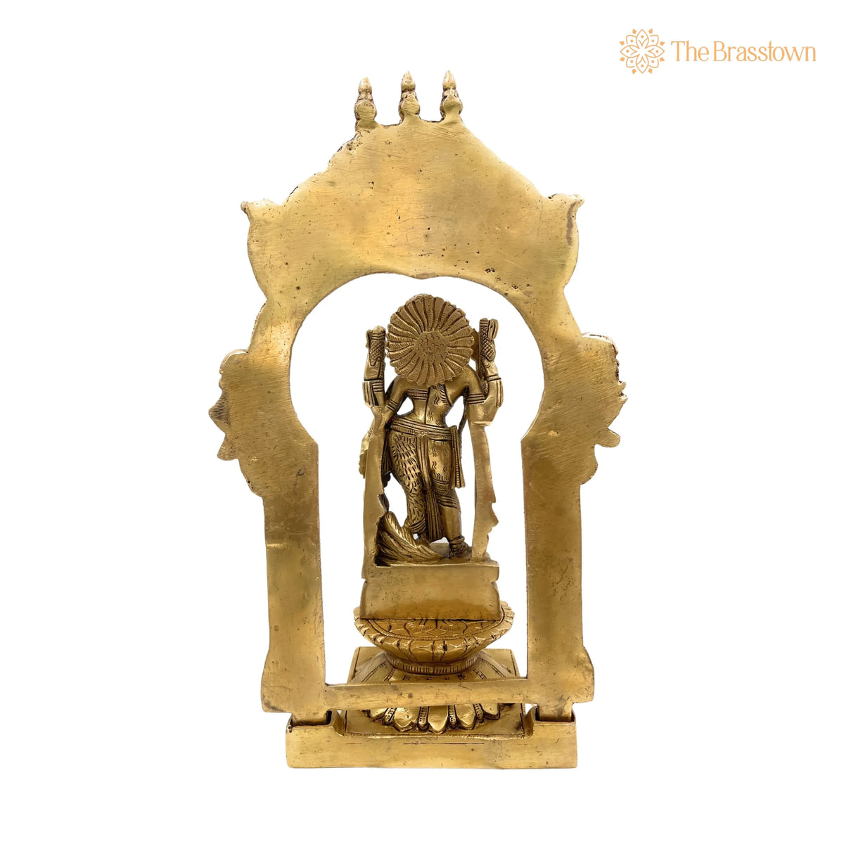Brass Ardhanarishvara Idol – Handcrafted on Lotus Chowki with Temple Shaped Prabhavali, Divine Home Décor, Spiritual Statue 12 Inch 4