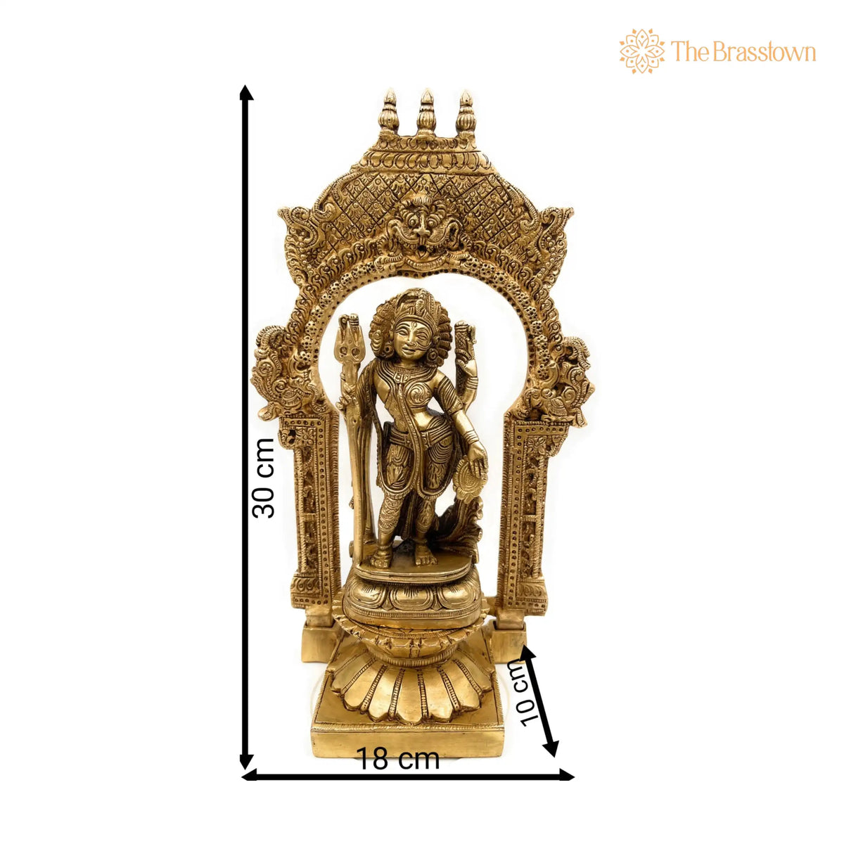 Brass Ardhanarishvara Idol – Handcrafted on Lotus Chowki with Temple Shaped Prabhavali, Divine Home Décor, Spiritual Statue 12 Inch 5