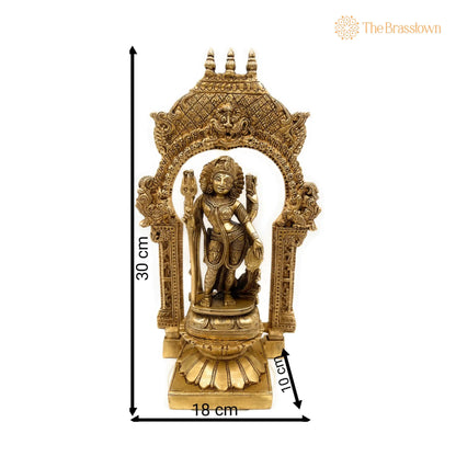 Brass Ardhanarishvara Idol – Handcrafted on Lotus Chowki with Temple Shaped Prabhavali, Divine Home Décor, Spiritual Statue 12 Inch 5
