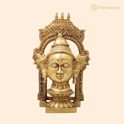 Brass Goddess Gowri Parvati Head Idol with Temple Prabhavali – Handcrafted Mahagauri Uma Devi Face Murti for Puja, Home Décor &amp; Gifting 10.5 Inch 1