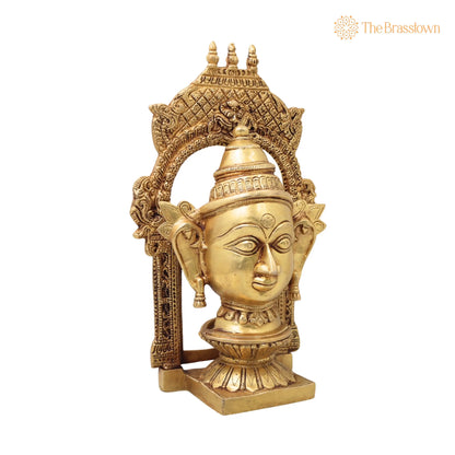 Brass Goddess Gowri Parvati Head Idol with Temple Prabhavali – Handcrafted Mahagauri Uma Devi Face Murti for Puja, Home Décor &amp; Gifting 10.5 Inch 2