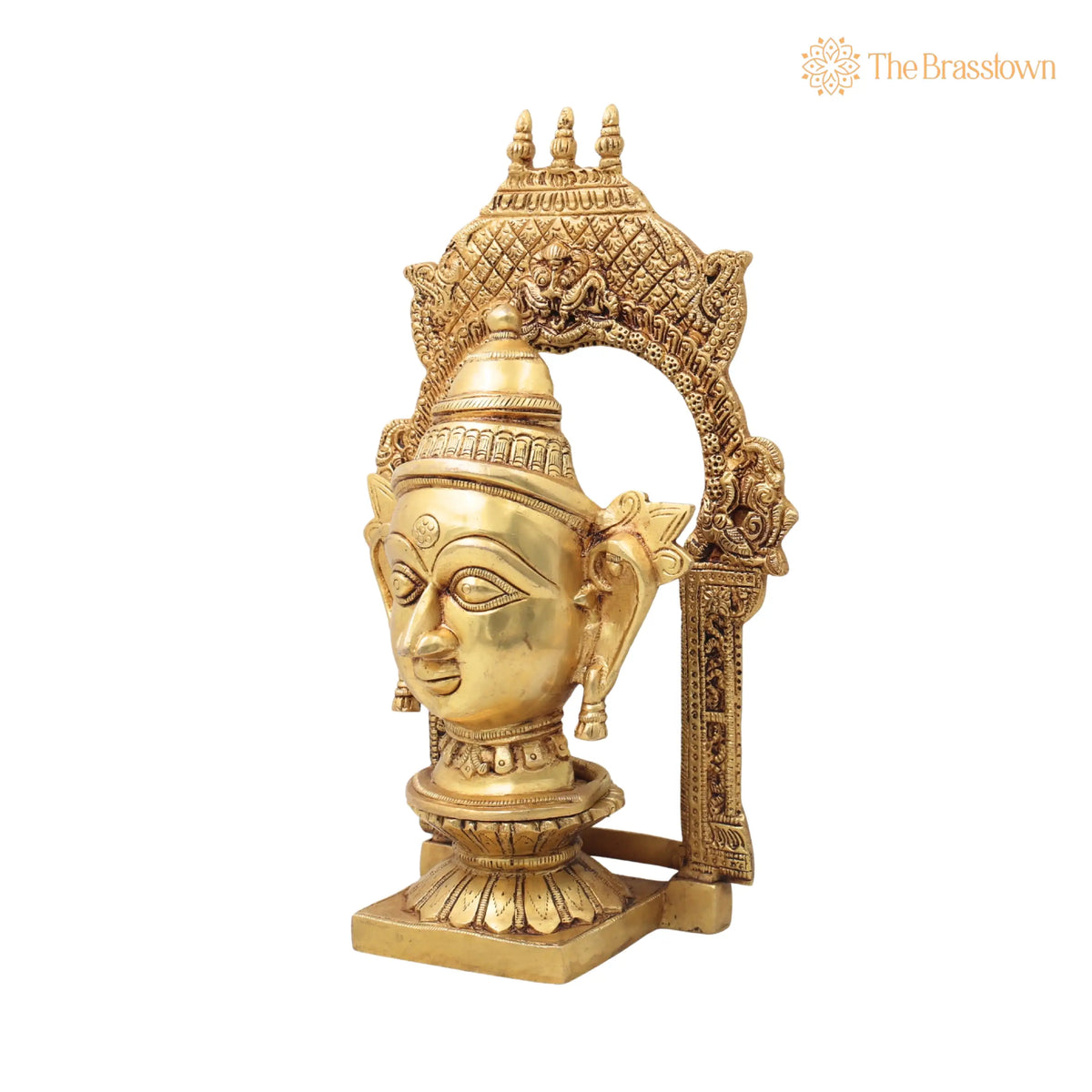 Brass Goddess Gowri Parvati Head Idol with Temple Prabhavali – Handcrafted Mahagauri Uma Devi Face Murti for Puja, Home Décor &amp; Gifting 10.5 Inch 3