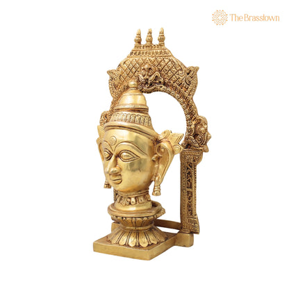 Brass Goddess Gowri Parvati Head Idol with Temple Prabhavali – Handcrafted Mahagauri Uma Devi Face Murti for Puja, Home Décor &amp; Gifting 10.5 Inch 3