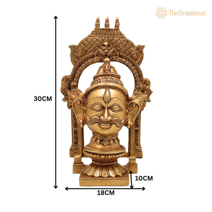 Brass Shiva Face Idol with Prabhavali – Mahadev Murti, Shankar Bholenath Statue, Handmade Home &amp; Temple Décor 10.5 Inch 5