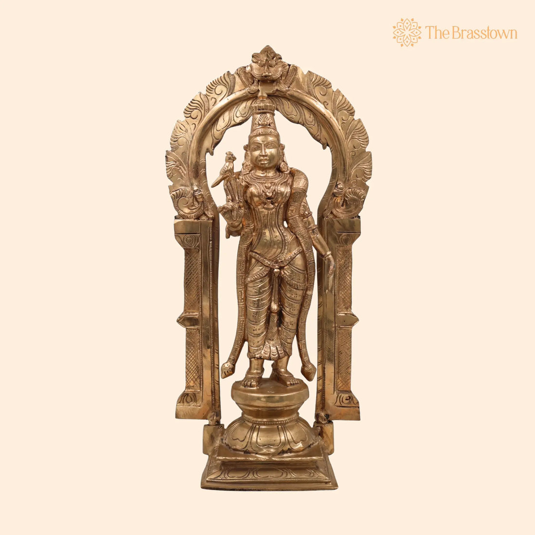 Bronze Madurai Meenakshi Idol – Handcrafted Meenakshi Amman Bronze Murti, Panchaloha Temple Goddess Sculpture 17 Inch 1