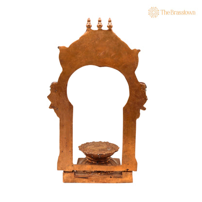 Bronze Lotus Chowki With Prabhavali – Handcrafted Panchaloha Kamal Peetha Stand for God Idol 12 Inch 4