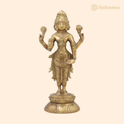 Brass Brahma Idol – Peetal Chaturmukha Prajapati Statue, Pital Hiranyagarbha Murti, Handcrafted Vishwakarta Pitamaha Sculpture 11 Inch 1