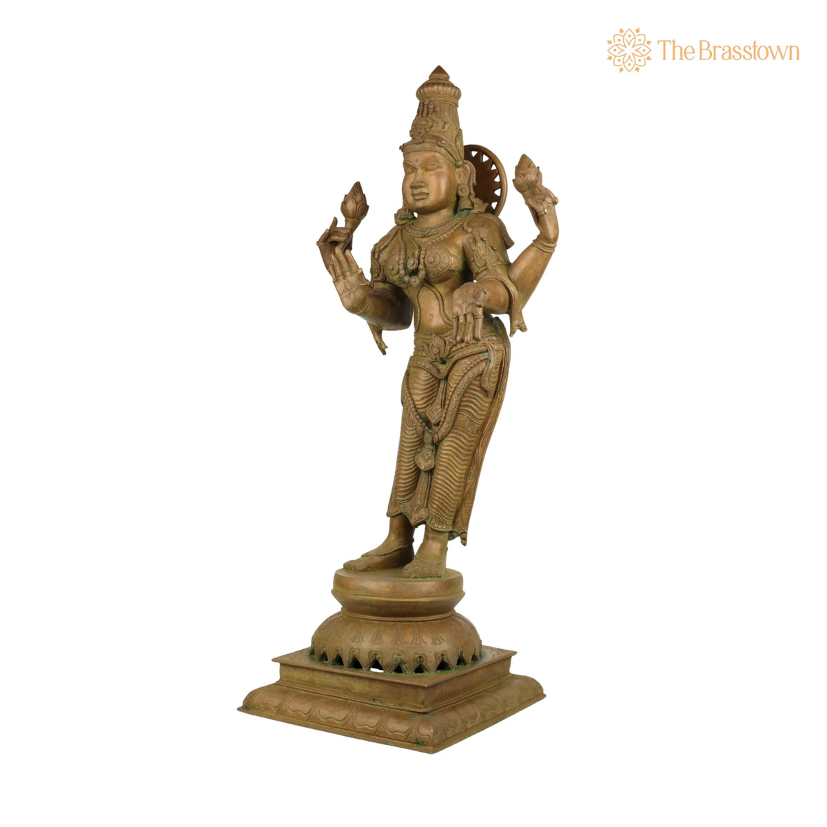 Handcrafted Panchaloha Mahalakshmi Idol – Bronze Sri Lakshmi / Gaja Lakshmi / Padma Devi Statue for Temple &amp; Home Décor 25.5 Inch 3