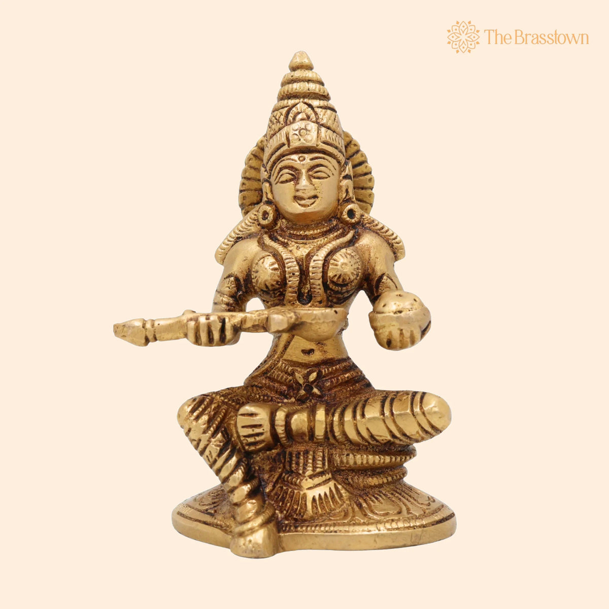 Brass Annapurna Devi Idol – Handcrafted Annapoorna Mata, Annapurneshwari, Annapoorani, Pital Murti for Pooja, Home Temple &amp; Gift 5 Inch 1