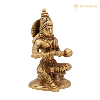 Brass Annapurna Devi Idol – Handcrafted Annapoorna Mata, Annapurneshwari, Annapoorani, Pital Murti for Pooja, Home Temple &amp; Gift 5 Inch 2