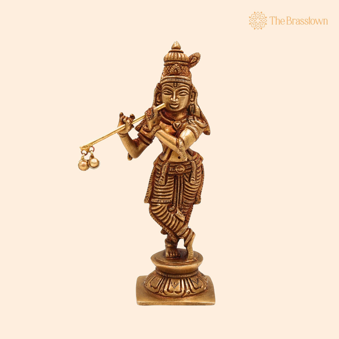 Brass Lord Krishna Idol – Handcrafted Gopal Kanhaiya Murti for Pooja, Balgopal Statue for Home Temple Décor 6.5 Inch 1
