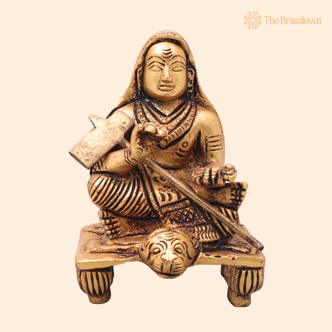 Brass Adi Shankaracharya Idol – Handcrafted Pital Adi Shankara Bhagavatpada Murti, Jagadguru Shankara Acharya Statue for Puja 4 Inch 1