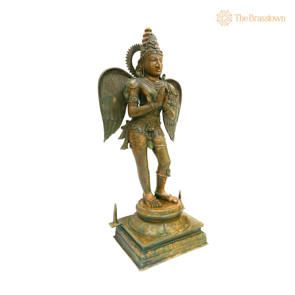 Handcrafted Panchaloha Bronze Garuda Dev Idol – Khageshwara Garuda Swamy Sculpture for Temple &amp; Home Mandir 52 Inch 3