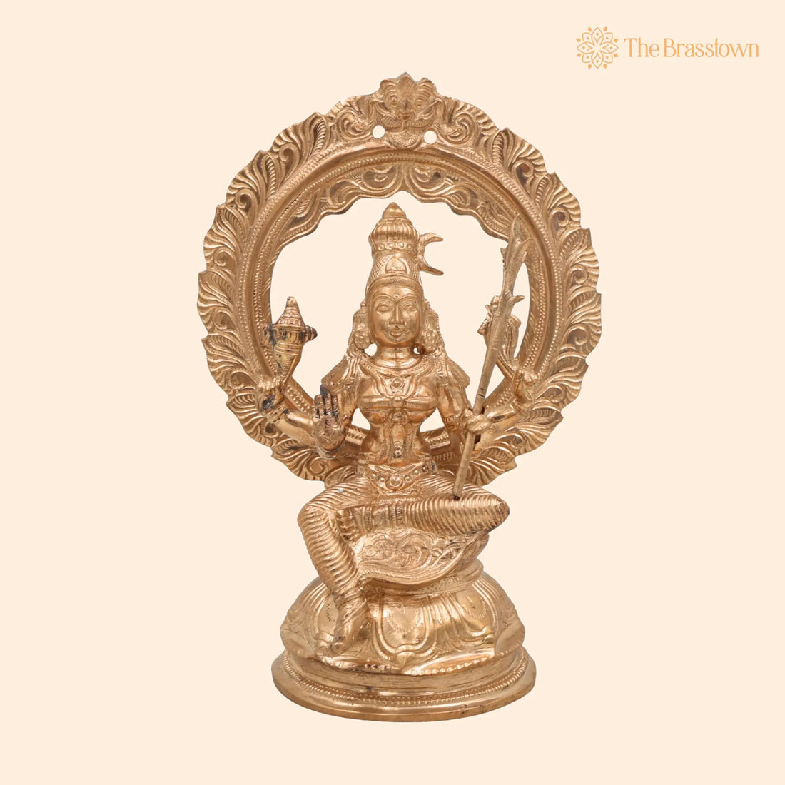 Handmade Bronze Raja Rajeshwari Idol – Panchaloha Tripurasundari Murti, Lalitha Devi &amp; Shodashi Devi Sculpture 8 Inch 1
