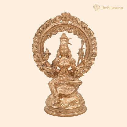 Handmade Bronze Raja Rajeshwari Idol – Panchaloha Tripurasundari Murti, Lalitha Devi &amp; Shodashi Devi Sculpture 8 Inch 1