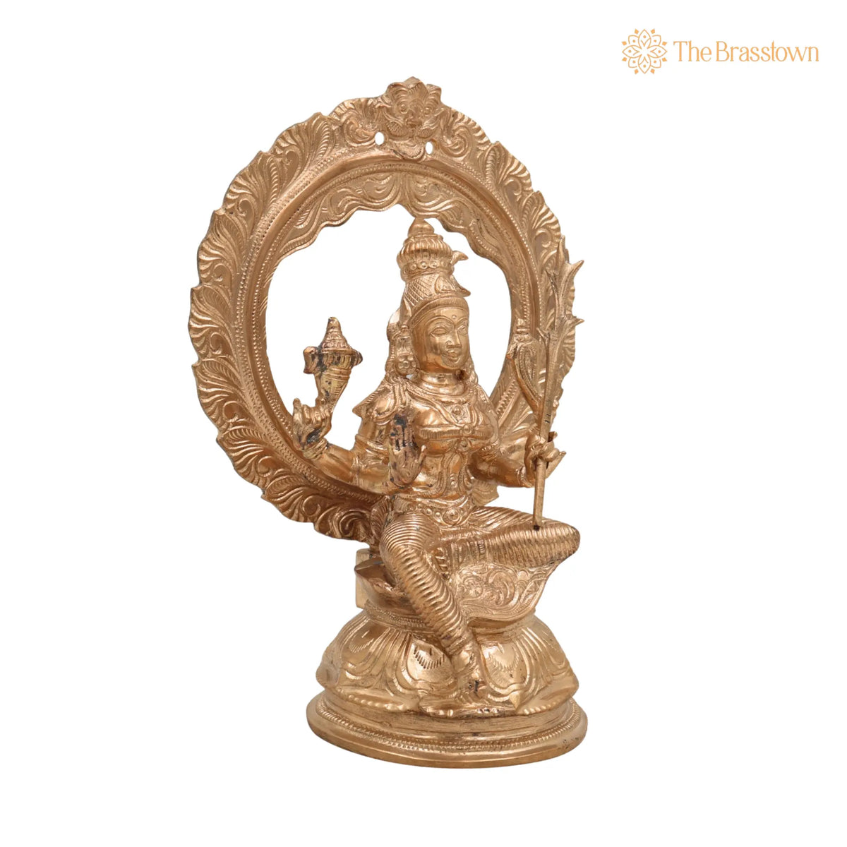Handmade Bronze Raja Rajeshwari Idol – Panchaloha Tripurasundari Murti, Lalitha Devi &amp; Shodashi Devi Sculpture 8 Inch 2