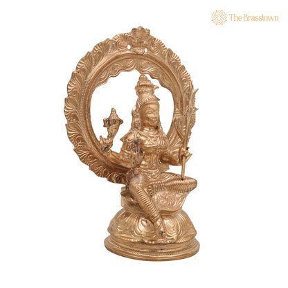Handmade Bronze Raja Rajeshwari Idol – Panchaloha Tripurasundari Murti, Lalitha Devi &amp; Shodashi Devi Sculpture 8 Inch 2