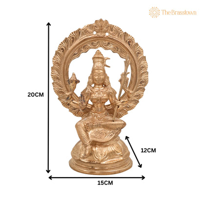 Handmade Bronze Raja Rajeshwari Idol – Panchaloha Tripurasundari Murti, Lalitha Devi &amp; Shodashi Devi Sculpture 8 Inch 5