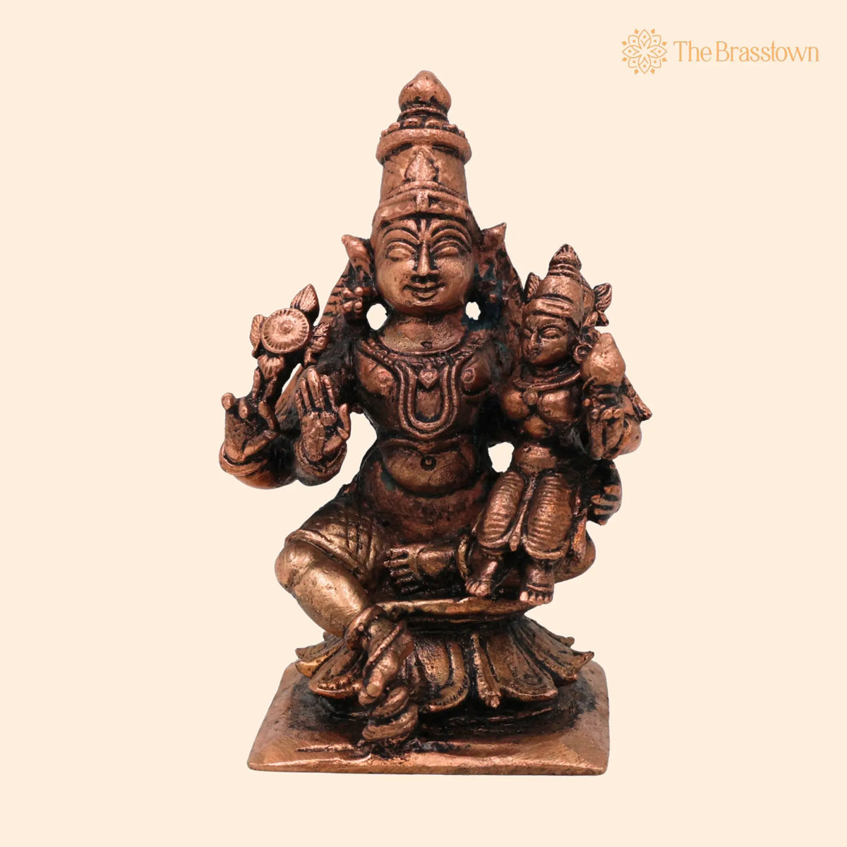 Copper Vishnu Lakshmi Idol – Thamra Lakshmi Narayana Idol, Handmade Pooja Moorti 3 Inch 1
