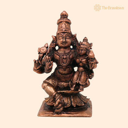 Copper Vishnu Lakshmi Idol – Thamra Lakshmi Narayana Idol, Handmade Pooja Moorti 3 Inch 1