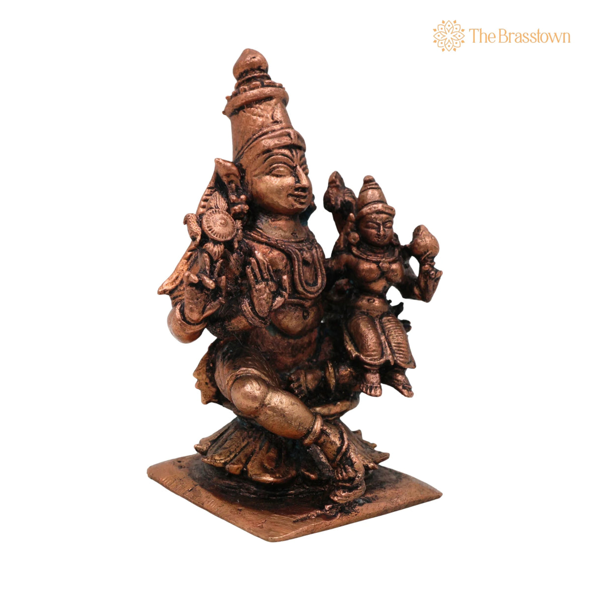 Copper Vishnu Lakshmi Idol – Thamra Lakshmi Narayana Idol, Handmade Pooja Moorti 3 Inch 2