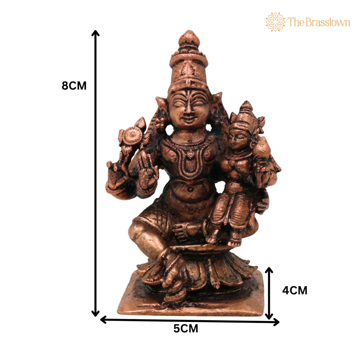 Copper Vishnu Lakshmi Idol – Thamra Lakshmi Narayana Idol, Handmade Pooja Moorti 3 Inch 5
