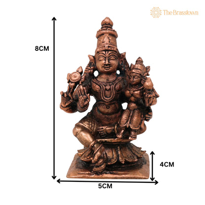 Copper Vishnu Lakshmi Idol – Thamra Lakshmi Narayana Idol, Handmade Pooja Moorti 3 Inch 5