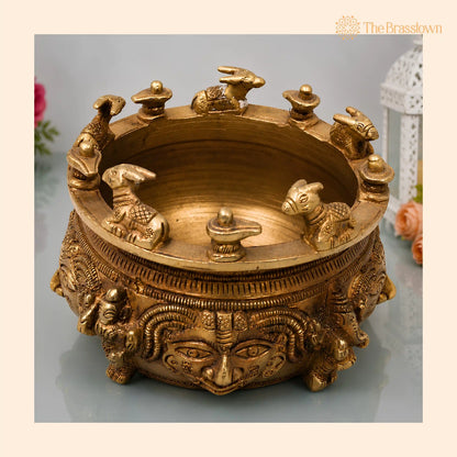 Brass Shivlingam with Nandi Pooja Bowl – Handmade Shiva Linga Idol (Shiva Ling, Shivling, Mahalingam, Jyotirlingam 4 Inch 1
