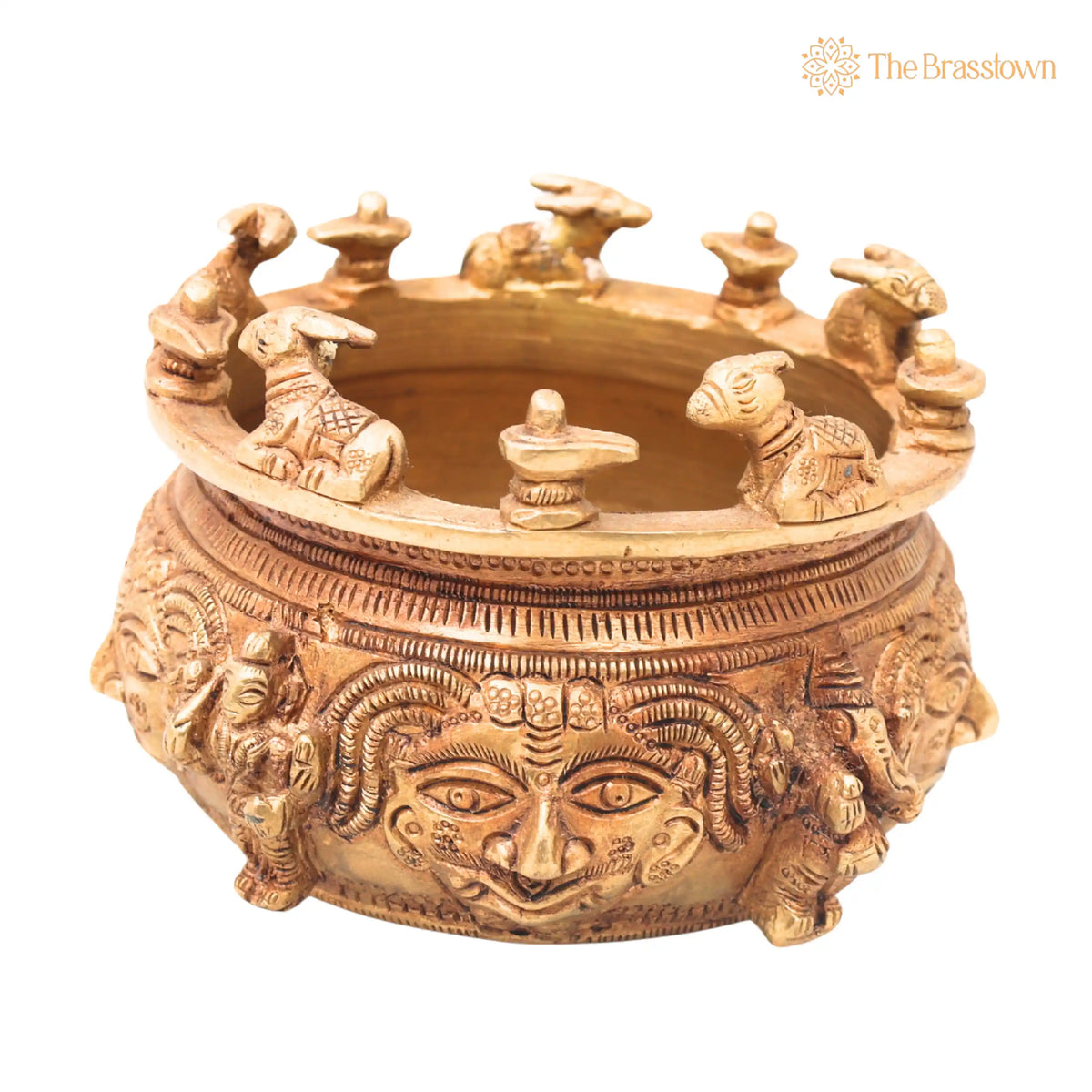 Brass Shivlingam with Nandi Pooja Bowl – Handmade Shiva Linga Idol (Shiva Ling, Shivling, Mahalingam, Jyotirlingam 4 Inch 5
