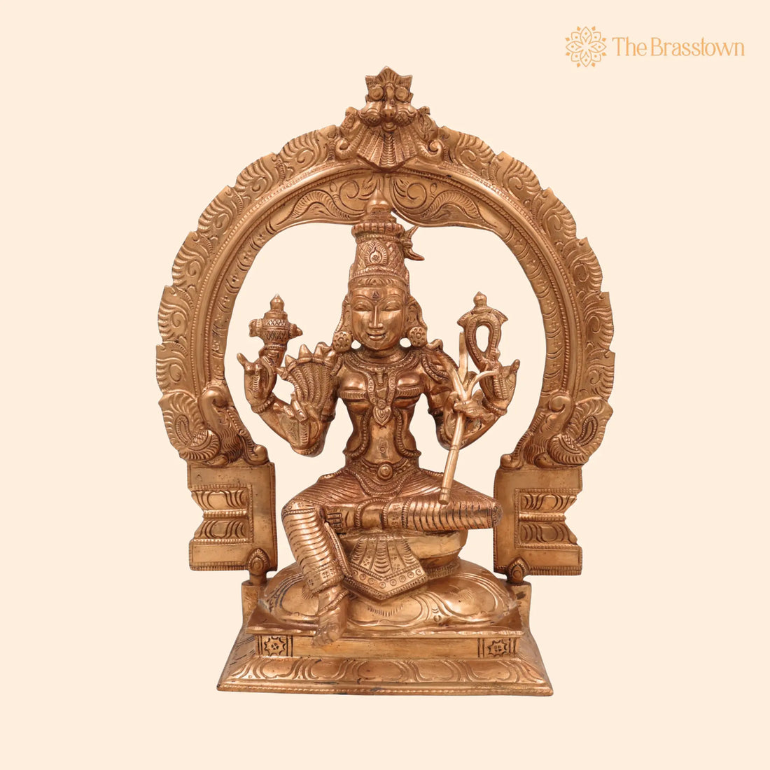 Handmade Bronze Raja Rajeshwari Idol – Panchaloha Rajarajeshwari Devi Murti, Sri Lalita Tripurasundari Chola Art Goddess Statue 12 Inch 1