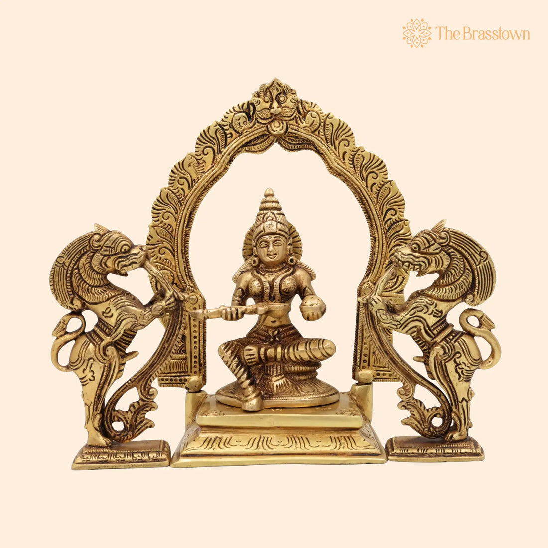 Handcrafted Brass Annapurna Devi Idol – Kashi Annapoorna Amman Sculpture for Pooja, Home &amp; Temple Décor 7 Inch 1