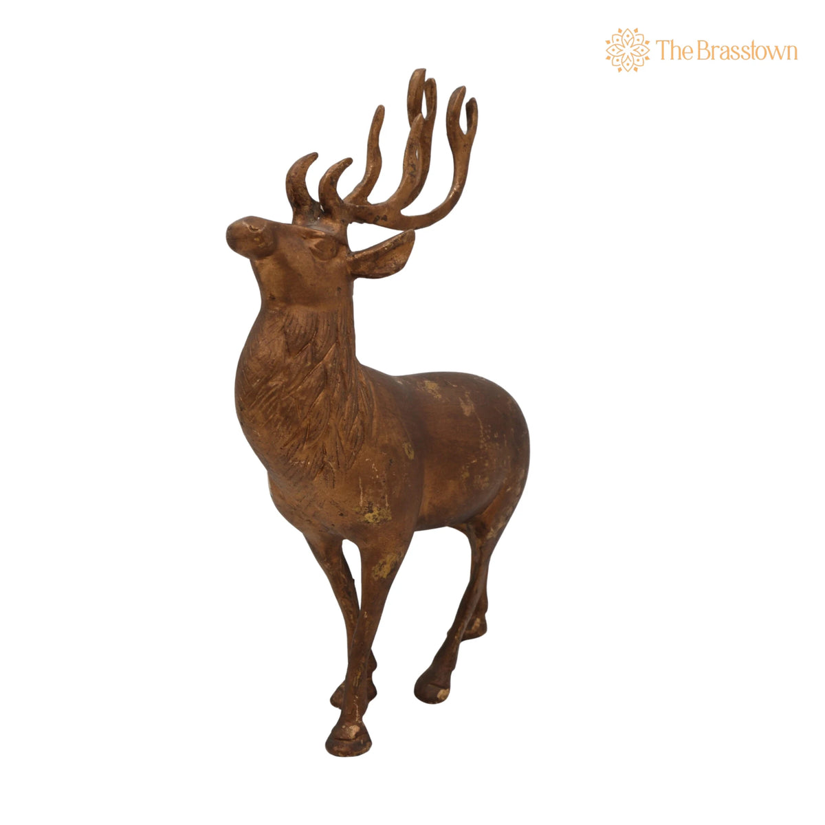 Brass Deer Idol Hiran Mrig Statue – Handcrafted Peetal Pittal Figurine, Antique Decorative Showpiece for Home, Temple &amp; Pooja Room 10.5 Inch 3