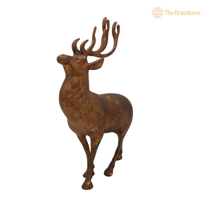 Brass Deer Idol Hiran Mrig Statue – Handcrafted Peetal Pittal Figurine, Antique Decorative Showpiece for Home, Temple &amp; Pooja Room 10.5 Inch 3