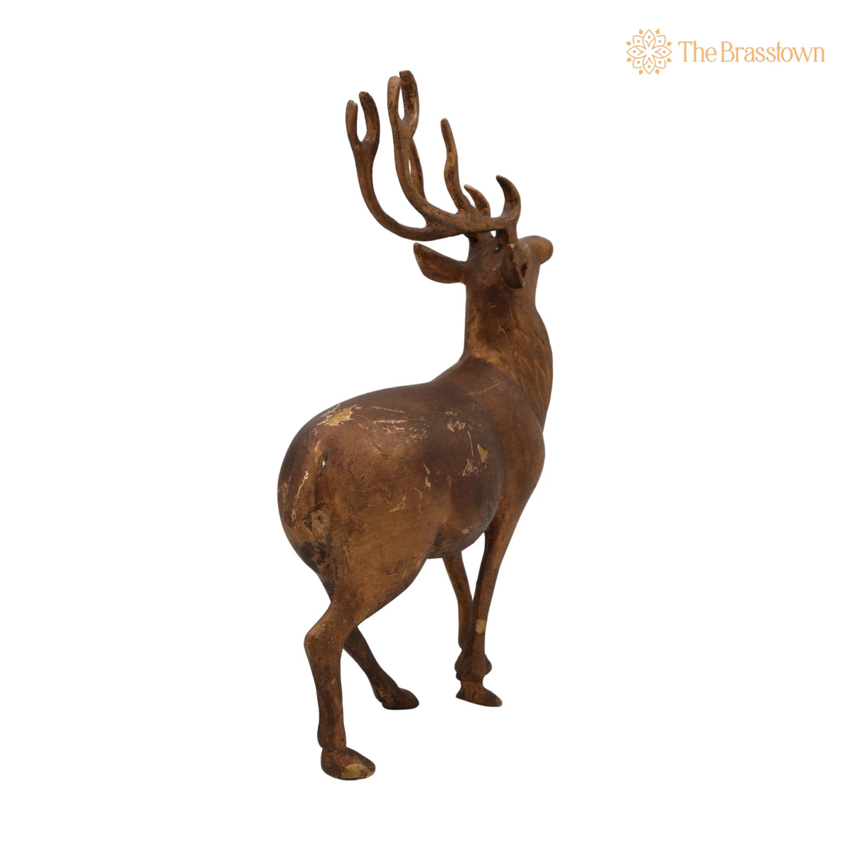 Brass Deer Idol Hiran Mrig Statue – Handcrafted Peetal Pittal Figurine, Antique Decorative Showpiece for Home, Temple &amp; Pooja Room 10.5 Inch 4