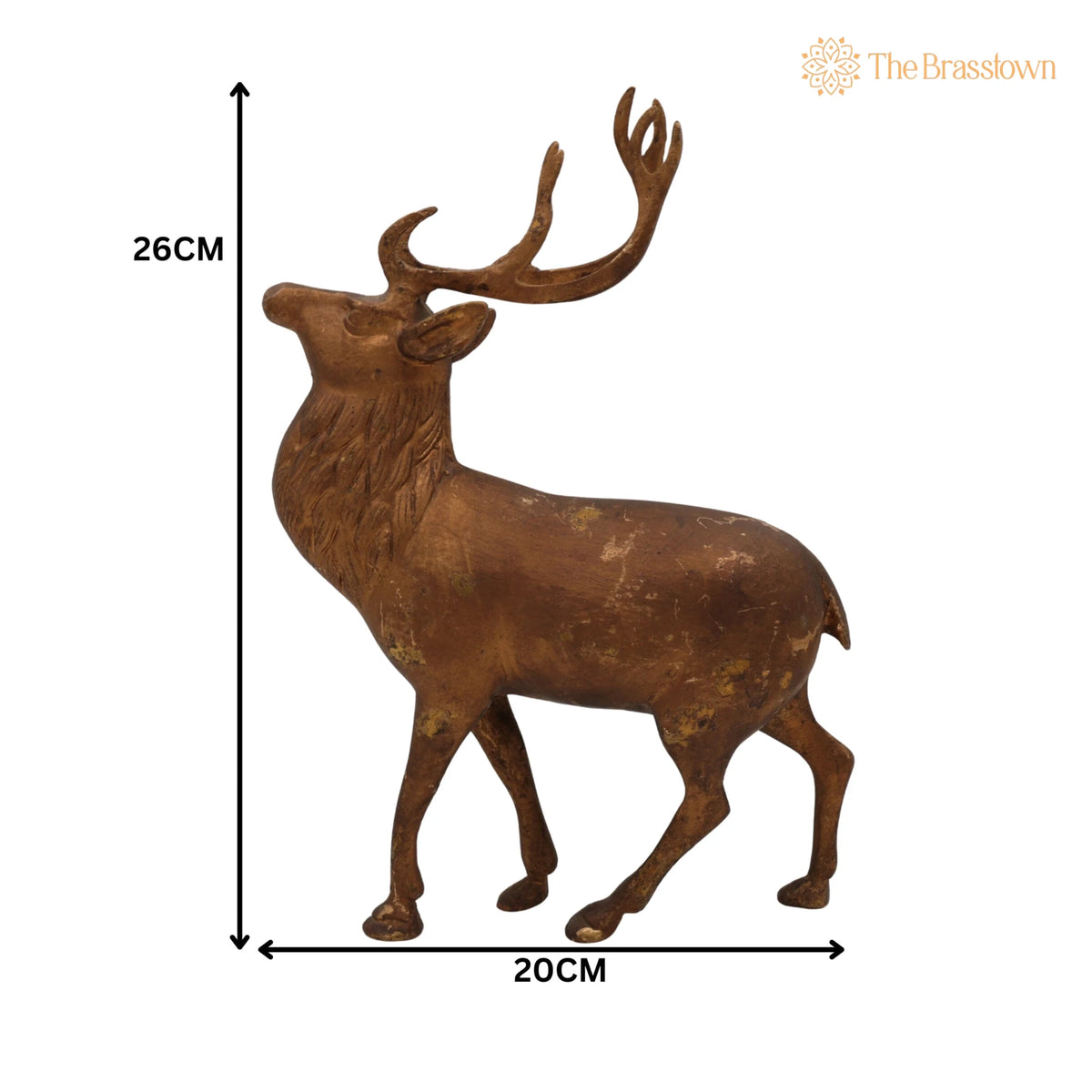 Brass Deer Idol Hiran Mrig Statue – Handcrafted Peetal Pittal Figurine, Antique Decorative Showpiece for Home, Temple &amp; Pooja Room 10.5 Inch 5
