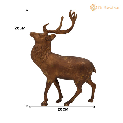 Brass Deer Idol Hiran Mrig Statue – Handcrafted Peetal Pittal Figurine, Antique Decorative Showpiece for Home, Temple &amp; Pooja Room 10.5 Inch 5