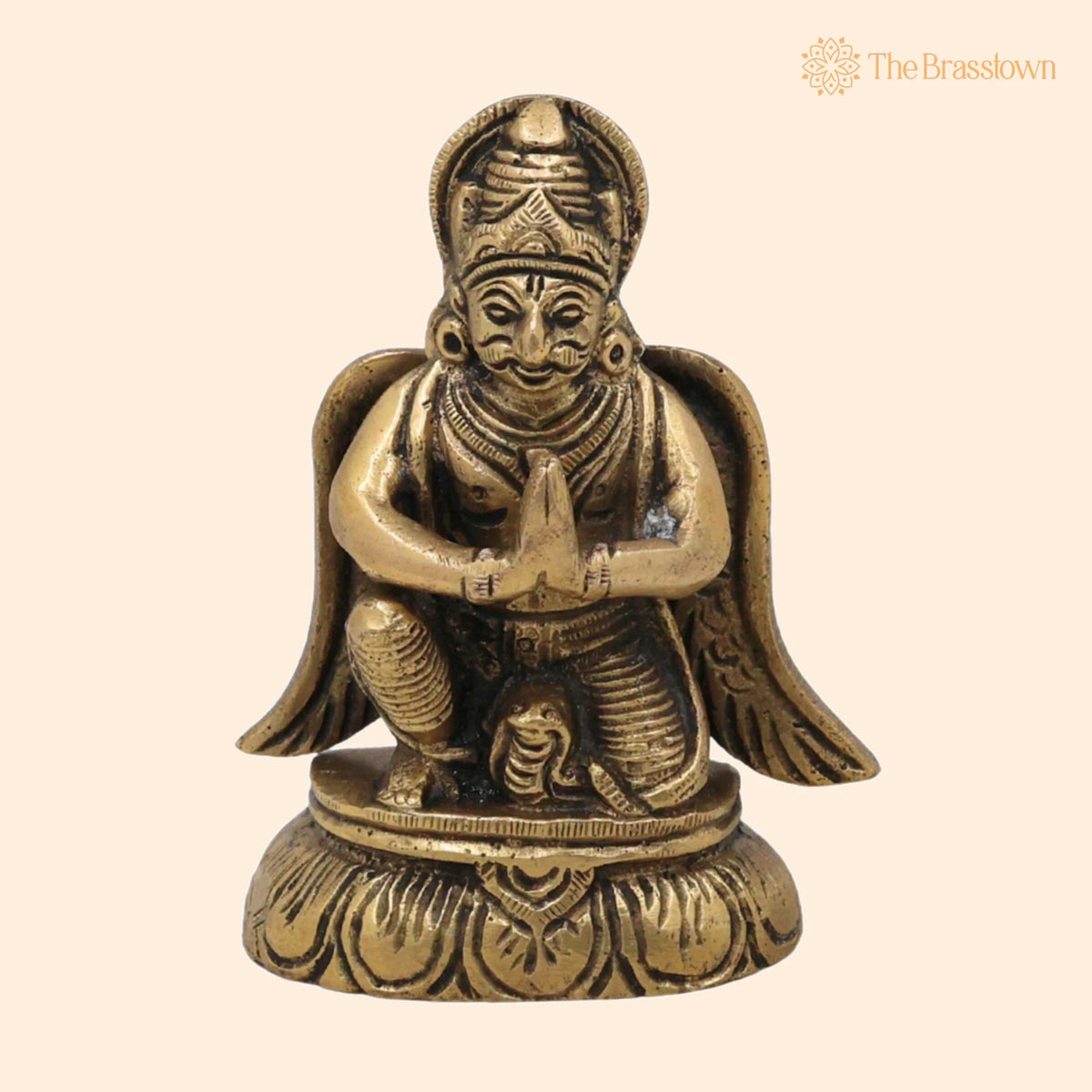 Brass Garuda Deva Idol – Suparna, Pakshiraja, Handcrafted Pital Murti for Temple, Puja, Vastu &amp; Home Décor 3.5 Inch 1