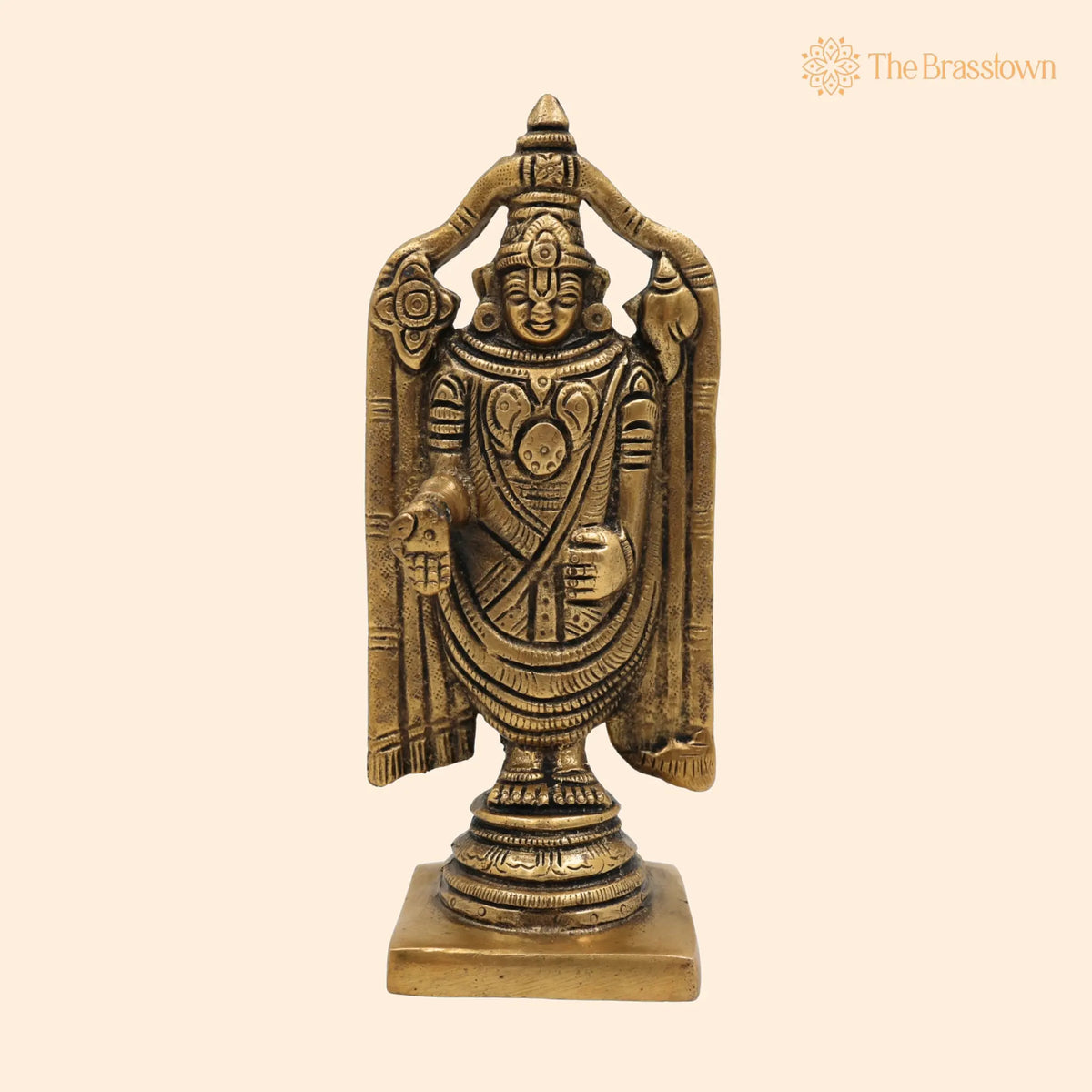 Brass Venkateshwara Idol – Handcrafted Balaji Murti, Srinivasa Statue, Home Temple, Décor &amp; Spiritual Gifts 5.5 Inch 1