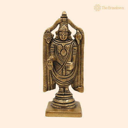 Brass Venkateshwara Idol – Handcrafted Balaji Murti, Srinivasa Statue, Home Temple, Décor &amp; Spiritual Gifts 5.5 Inch 1