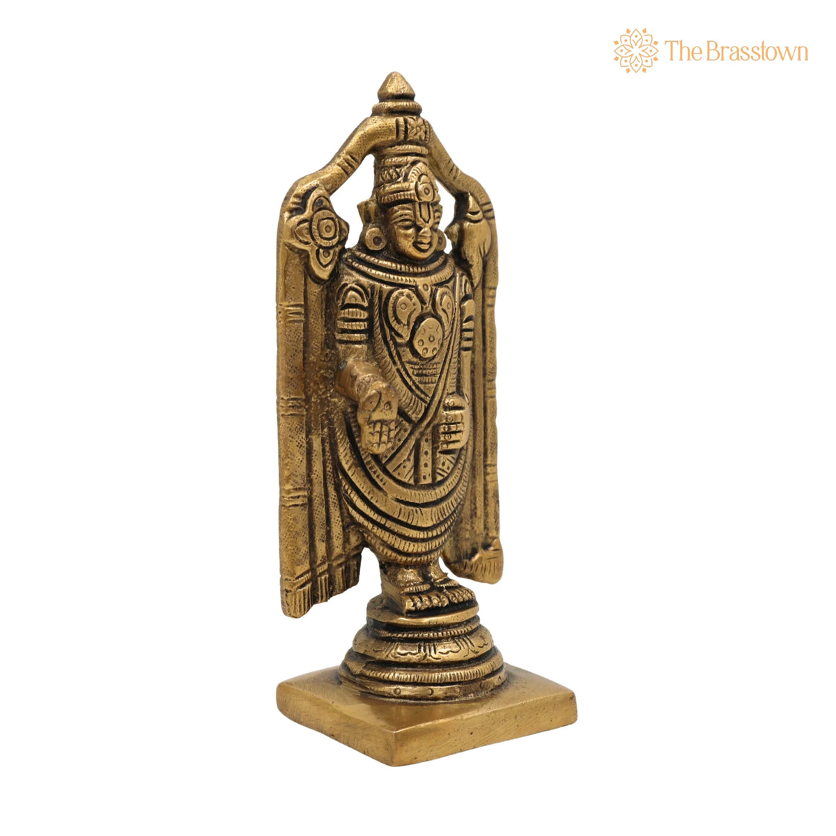 Brass Venkateshwara Idol – Handcrafted Balaji Murti, Srinivasa Statue, Home Temple, Décor &amp; Spiritual Gifts 5.5 Inch 2
