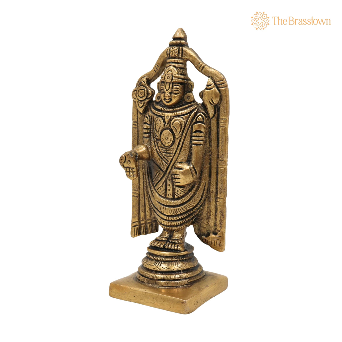 Brass Venkateshwara Idol – Handcrafted Balaji Murti, Srinivasa Statue, Home Temple, Décor &amp; Spiritual Gifts 5.5 Inch 3