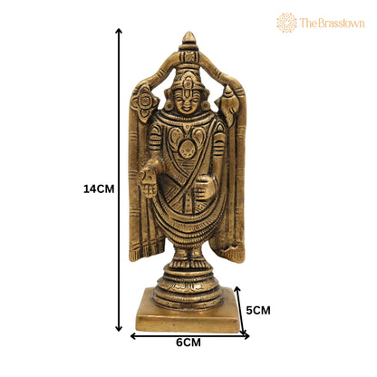 Brass Venkateshwara Idol – Handcrafted Balaji Murti, Srinivasa Statue, Home Temple, Décor &amp; Spiritual Gifts 5.5 Inch 5